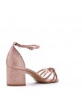 Faux leather mid-heel sandal