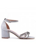 Faux leather mid-heel sandal