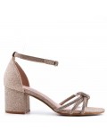 Faux leather mid-heel sandal