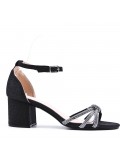 Faux leather mid-heel sandal