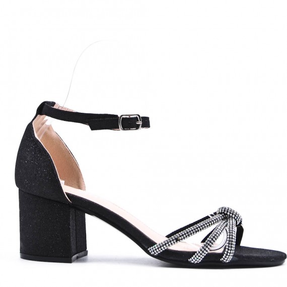 Faux leather mid-heel sandal