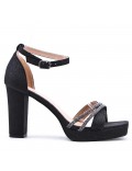 Mix-materials heeled sandal 