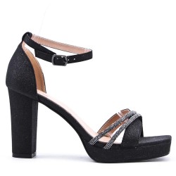 Mix-materials heeled sandal 