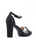 Mix-materials heeled sandal 