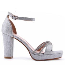 Mix-materials heeled sandal 