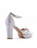 Mix-materials heeled sandal 