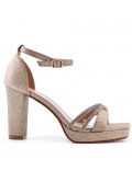 Mix-materials heeled sandal 