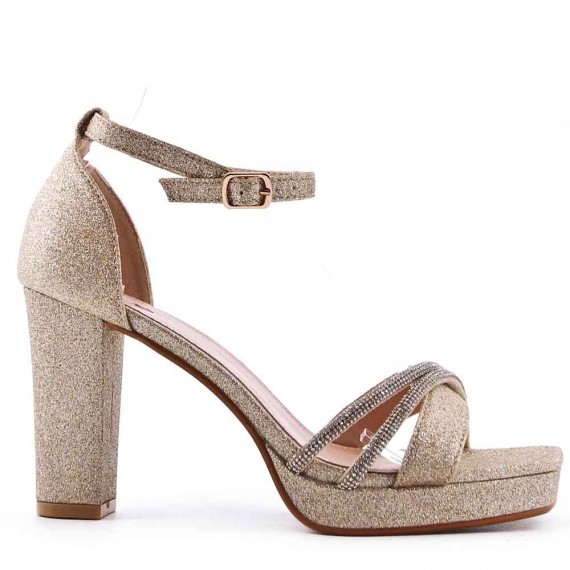 Mix-materials heeled sandal 