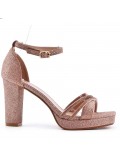 Mix-materials heeled sandal 