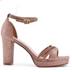 Mix-materials heeled sandal 