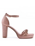 Mix-materials heeled sandal 