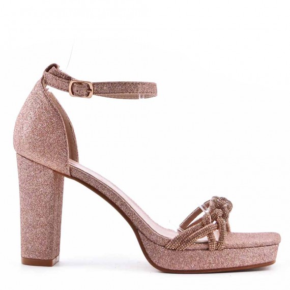 Mix-materials heeled sandal 