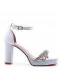 Mix-materials heeled sandal 