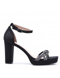 Mix-materials heeled sandal 