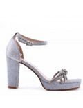 Mix-materials heeled sandal 