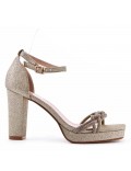 Mix-materials heeled sandal 