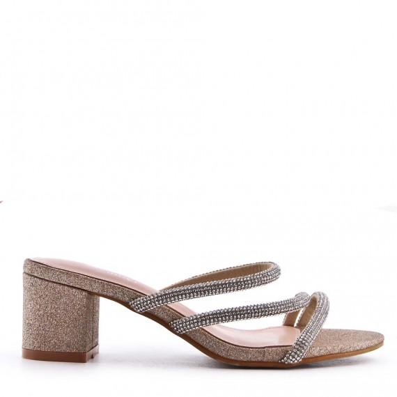 Faux leather mid-heel sandal