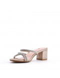 Faux leather mid-heel sandal