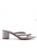 Faux leather mid-heel sandal