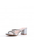 Faux leather mid-heel sandal