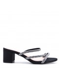 Faux leather mid-heel sandal