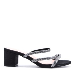 Faux leather mid-heel sandal