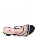 Sandale talon moyen en simili cuir