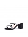 Faux leather mid-heel sandal