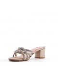 Faux leather mid-heel sandal