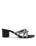 Faux leather mid-heel sandal