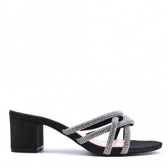 Faux leather mid-heel sandal