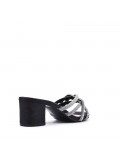 Faux leather mid-heel sandal