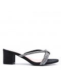 Faux leather mid-heel sandal