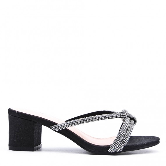 Faux leather mid-heel sandal