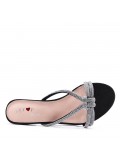 Sandale talon moyen en simili cuir