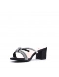 Faux leather mid-heel sandal