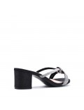 Faux leather mid-heel sandal