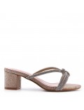 Faux leather mid-heel sandal