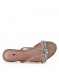 Sandale talon moyen en simili cuir