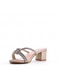 Faux leather mid-heel sandal