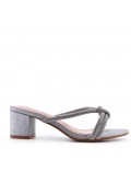 Faux leather mid-heel sandal