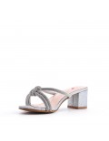 Faux leather mid-heel sandal