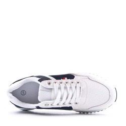 Mix-material sneakers with laces