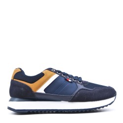 Mix-material sneakers with laces