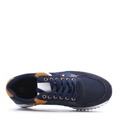 Basket homme à lacets en mix-matières