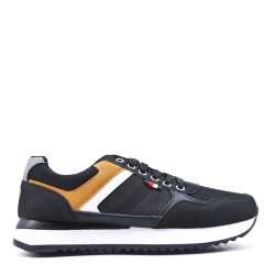 Mix-material sneakers with laces