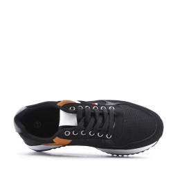 Mix-material sneakers with laces