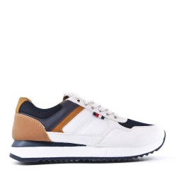 Mix-material sneakers with laces