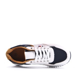 Mix-material sneakers with laces