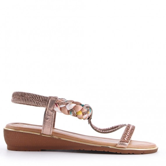 Flat sandals in faux leather for women